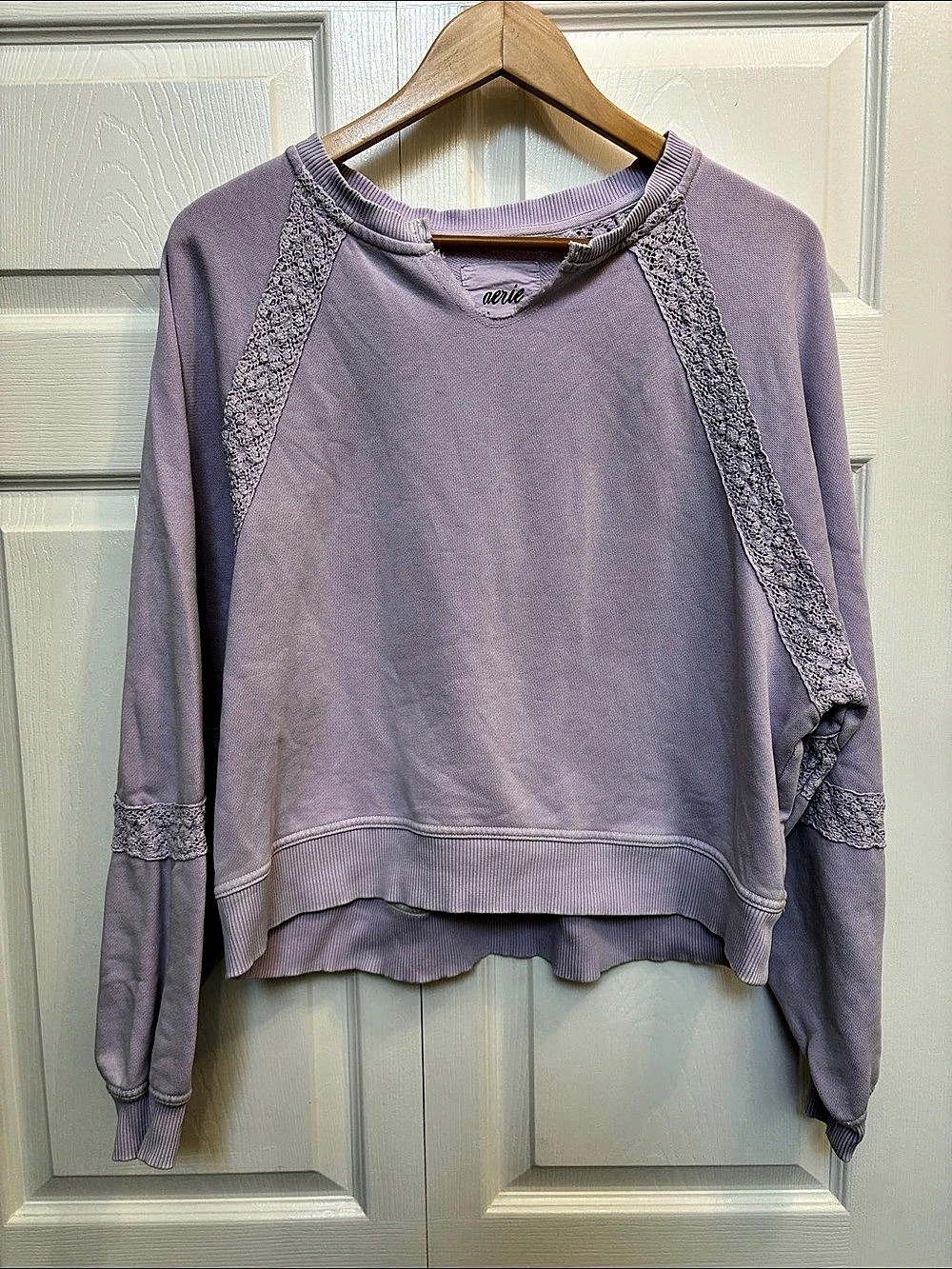 Aerie Hey Crochet Purple Sweatshirt Size XS